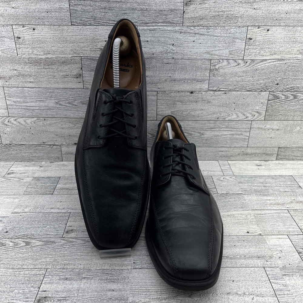 Clarks Tilden Walk Black Leather Oxford Dress Shoes Men Size 11.5M